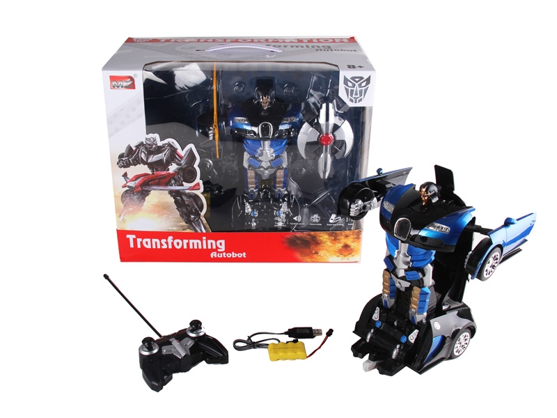 1:14 6 FUNCTION R/C TRANSFORMABLE CAR W/LIGHT,INCLUDED BATTERY RED/BLUE - HP1089703