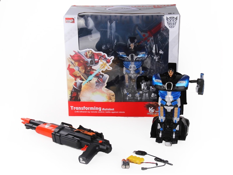 1:14 6 FUNCTION R/C TRANSFORMABLE CAR/FIGHTING ROBOT W/LIGHT,DANCING INCLUDED BATTERY RED/BLUE - HP1089704