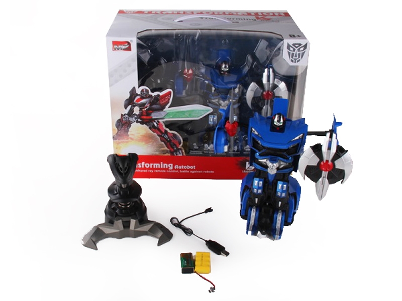 1:14 6 FUNCTION R/C TRANSFORMABLE CAR/FIGHTING ROBOT W/LIGHT,INCLUDED BATTERY BLUE/WHITE - HP1089707