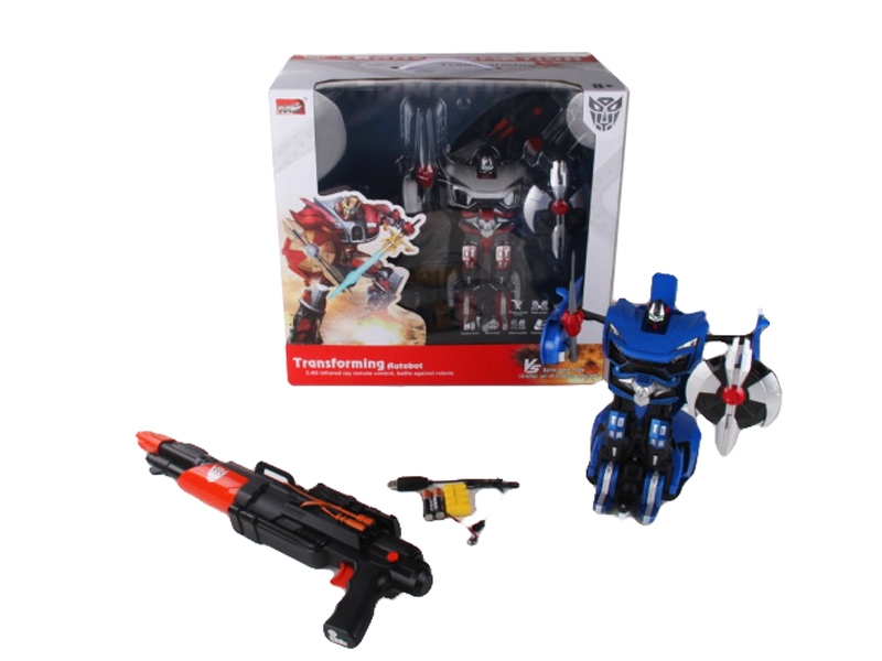 1:14 R/C TRANSFORMABLE CAR/FIGHTING ROBOT W/LIGHT&MUSIC,INCLUDED BATTERY BLUE/WHITE - HP1089708