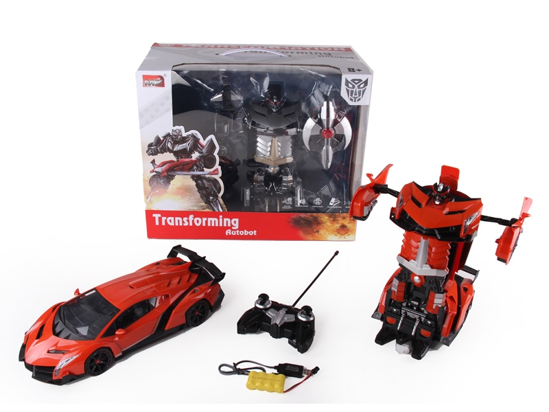 1:14 6 FUNCTION R/C TRANSFORMABLE CAR W/LIGHT,DANCING INCLUDED BATTERY ORANGE/SILVER GRAY - HP1089710