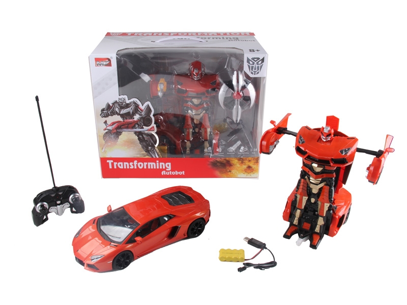 1:14 6 FUNCTION R/C TRANSFORMABLE CAR W/LIGHT&MUSIC,INCLUDED BATTERY ORANGE/YELLOW - HP1089713