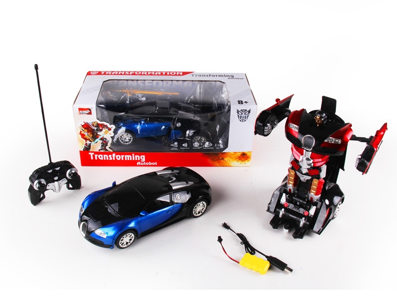 1:14 6 FUNCTION R/C TRANSFORMABLE CAR W/LIGHT,INCLUDED BATTERY RED/BLUE - HP1089729