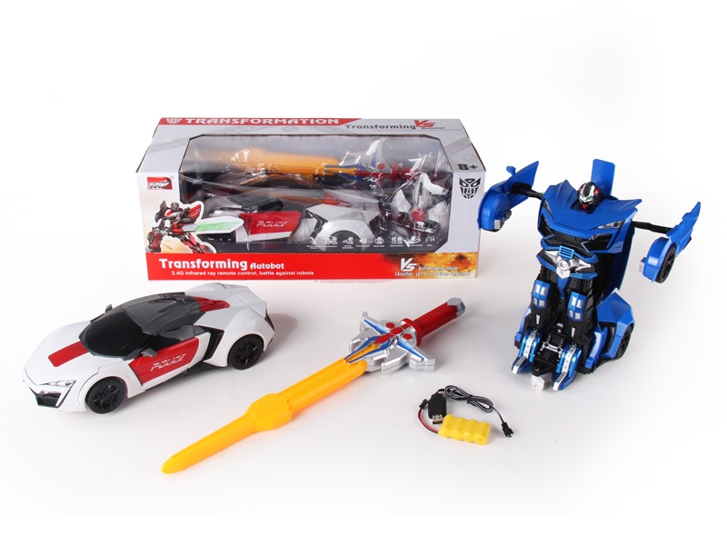 1:14 6 FUNCTION R/C TRANSFORMABLE CAR/FIGHTING ROBOT W/LIGHT,INCLUDED BATTERY BLUE/WHITE - HP1089734