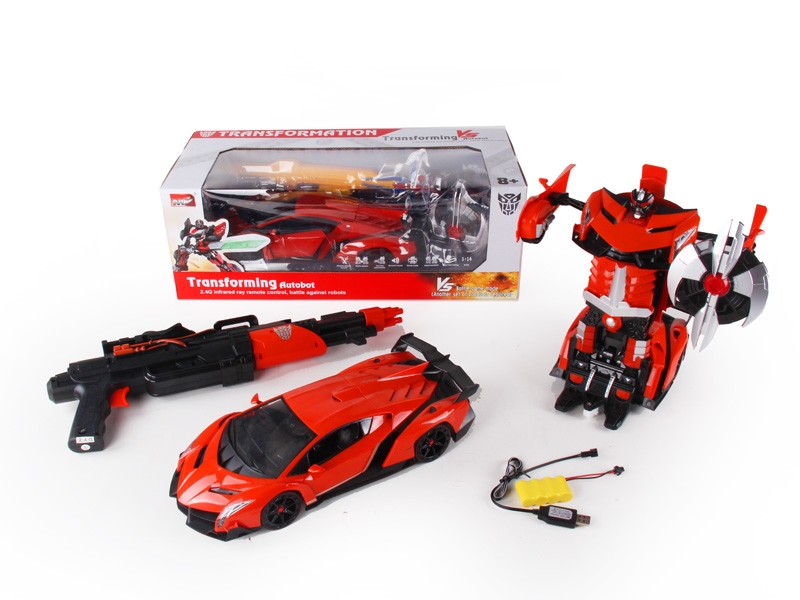 1:14 6 FUNCTION R/C TRANSFORMABLE CAR/FIGHTING ROBOT W/LIGHT,INCLUDED BATTERY ORANGE/SILVER GRAY - HP1089736