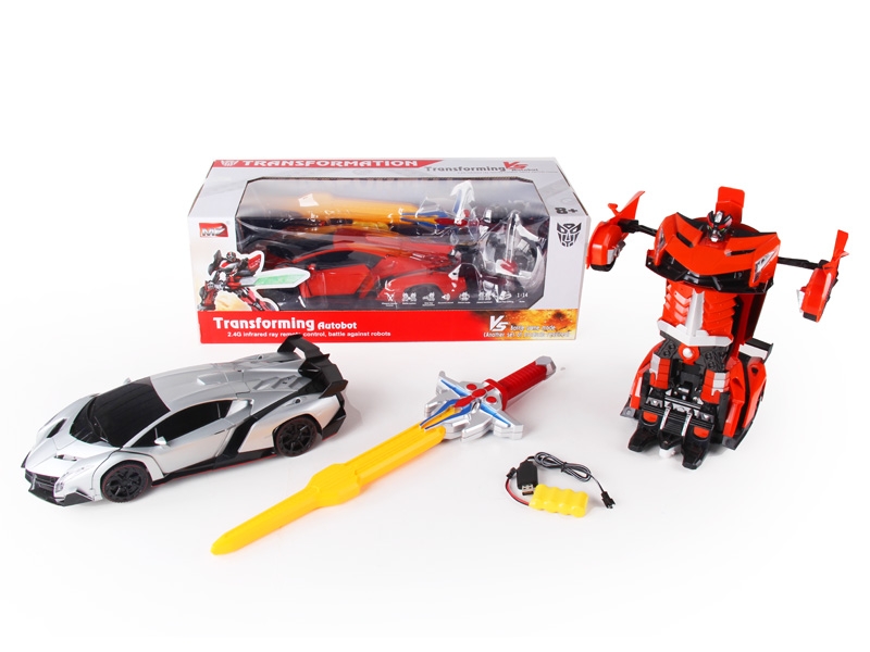 1:14 6 FUNCTION R/C TRANSFORMABLE CAR/FIGHTING ROBOT W/LIGHT,INCLUDED BATTERY ORANGE/SILVER GRAY - HP1089737