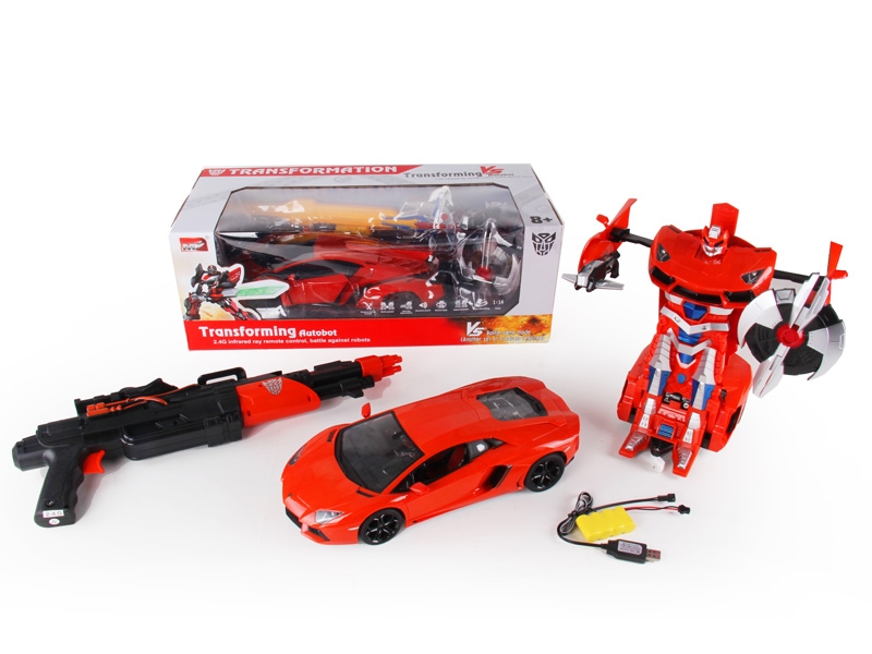 1:14 6 FUNCTION R/C TRANSFORMABLE CAR/FIGHTING ROBOT W/LIGHT,INCLUDED BATTERY ORANGE/YELLOW - HP1089739