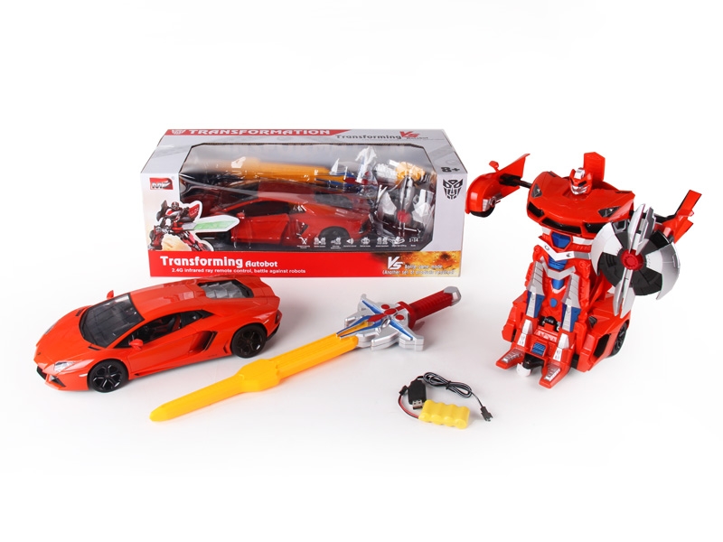 1:14 6 FUNCTION R/C TRANSFORMABLE CAR/FIGHTING ROBOT W/LIGHT,INCLUDED BATTERY ORANGE/YELLOW - HP1089740