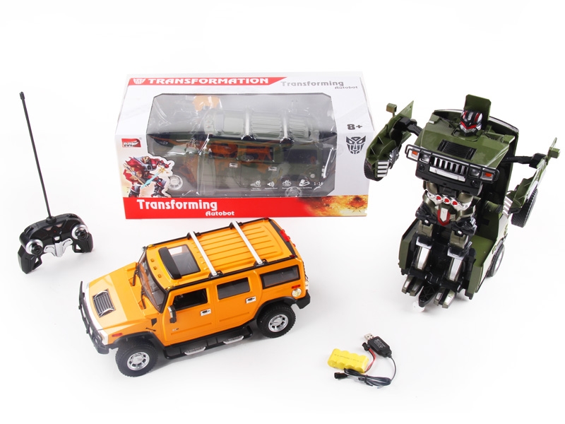 1:14 6 FUNCTION R/C TRANSFORMABLE CAR W/LIGHT,INCLUDED BATTERY GREEN/YELLOW - HP1089741