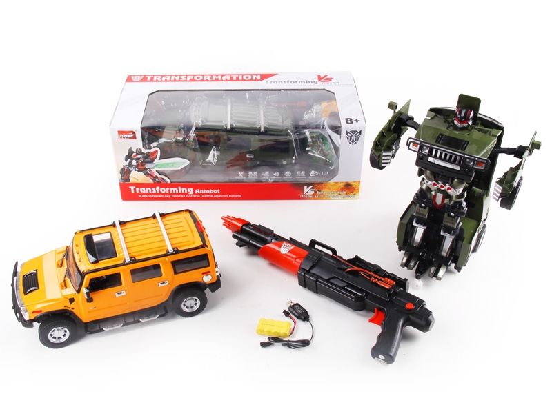 1:14 6 FUNCTION R/C TRANSFORMABLE CAR/FIGHTING ROBOT W/LIGHT,INCLUDED BATTERY GREEN/YELLOW - HP1089742