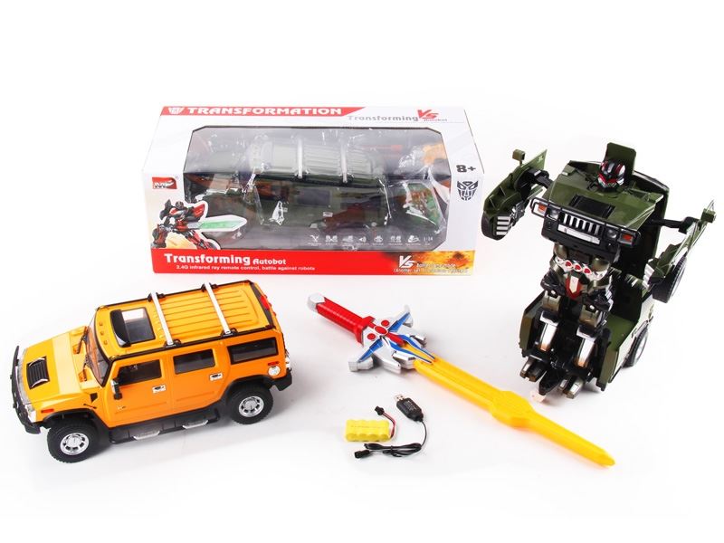 1:14 6 FUNCTION R/C TRANSFORMABLE CAR/FIGHTING ROBOT W/LIGHT,INCLUDED BATTERY GREEN/YELLOW - HP1089743