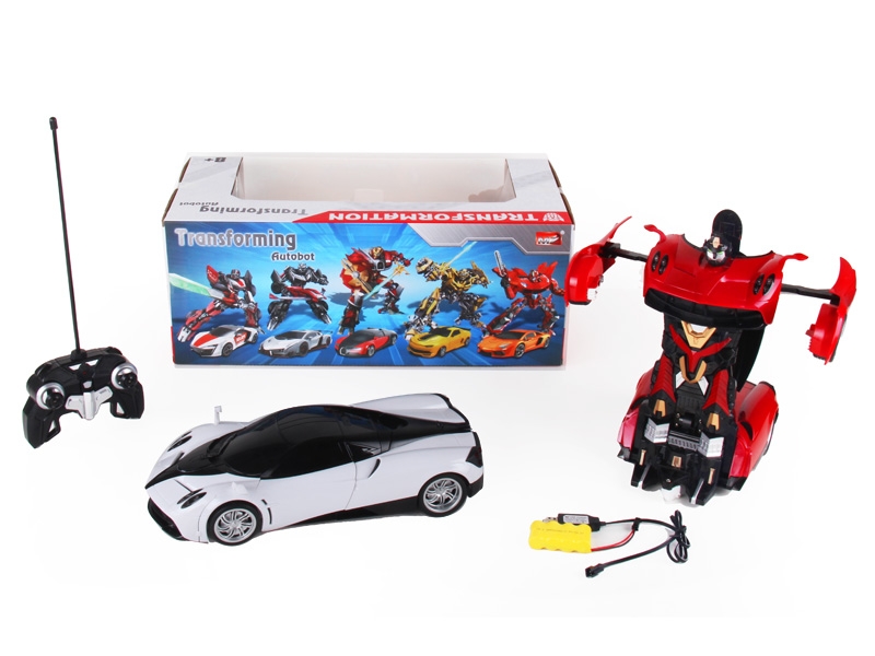 1:14 6 FUNCTION R/C TRANSFORMABLE CAR W/LIGHT,INCLUDED BATTERY RED/WHITE - HP1089748