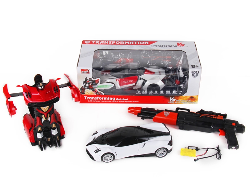 1:14 6 FUNCTION R/C TRANSFORMABLE CAR/FIGHTING ROBOT W/LIGHT,INCLUDED BATTERY RED/WHITE - HP1089749