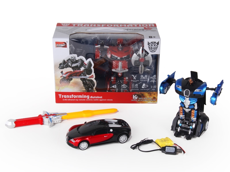 1:22 6 FUNCTION R/C TRANSFORMABLE CAR/FIGHTING ROBOT W/LIGHT,INCLUDED BATTERY RED/BLUE - HP1089752