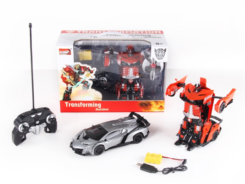 1:22 6 FUNCTION R/C TRANSFORMABLE CAR W/LIGHT,INCLUDED BATTERY ORANGE/SILVER GRAY - HP1089753