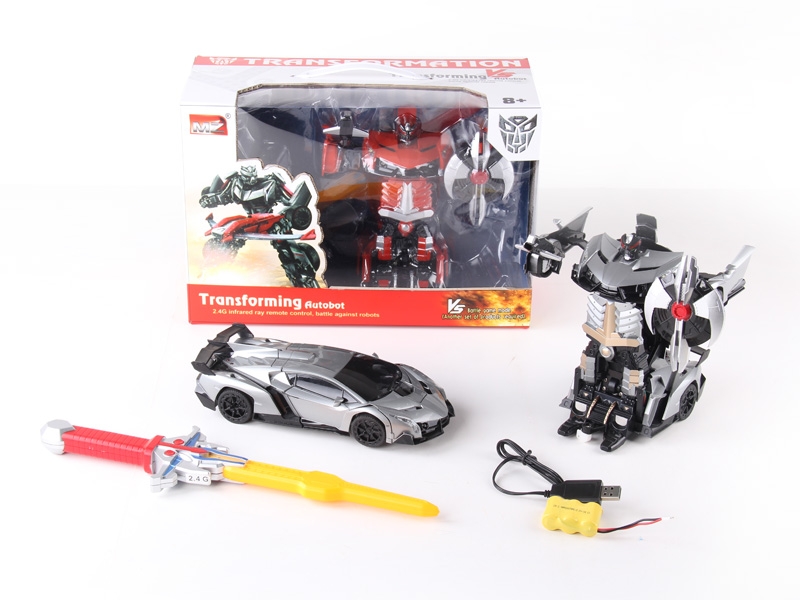 1:22 6 FUNCTION R/C TRANSFORMABLE CAR/FIGHTING ROBOT W/LIGHT,INCLUDED BATTERY ORANGE/SILVER GRAY - HP1089754