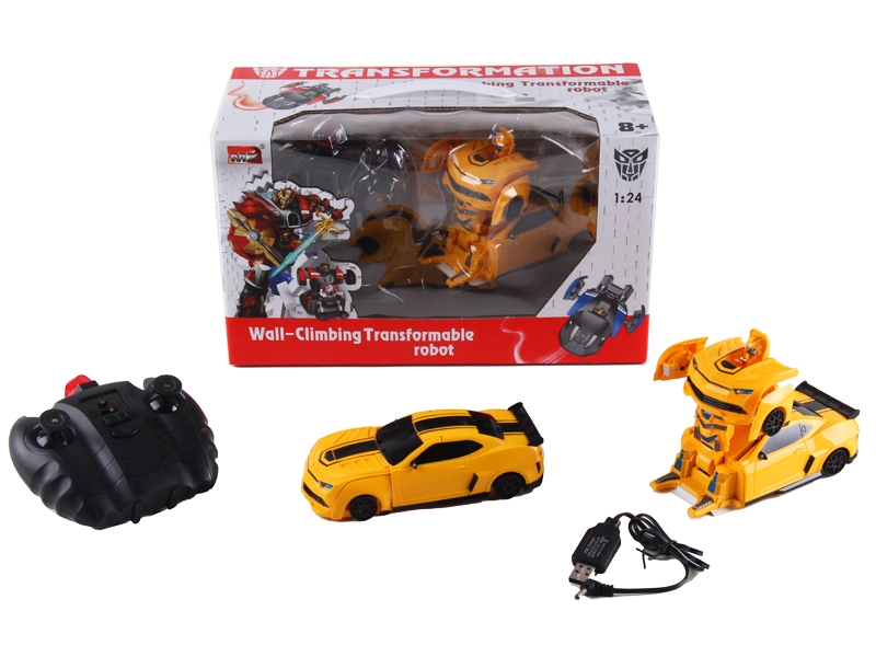 1:24 R/C TRANSFORMABLE CAR/WALL CLIMBING ROBOT W/LIGHT,INCLUDED BATTERY - HP1089763