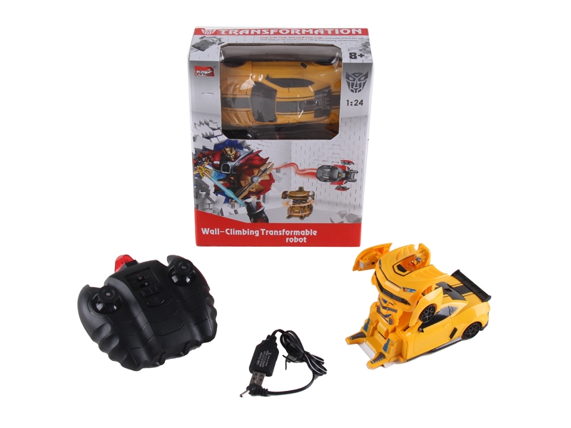 1:24 R/C TRANSFORMABLE CAR/WALL CLIMBING ROBOT W/LIGHT,INCLUDED BATTERY - HP1089764