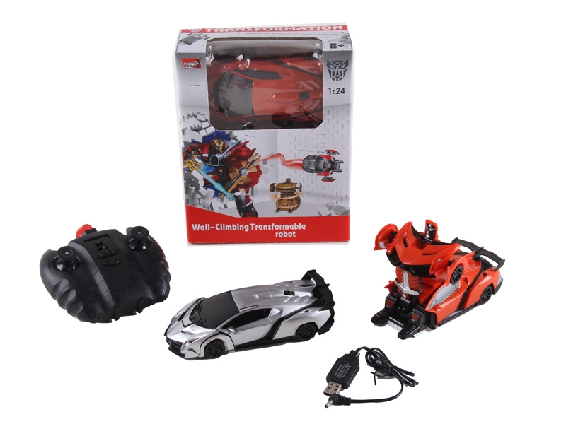 1:24 R/C TRANSFORMABLE CAR/WALL CLIMBING ROBOT W/LIGHT,INCLUDED BATTERY ORANGE/SILVER GRAY - HP1089766
