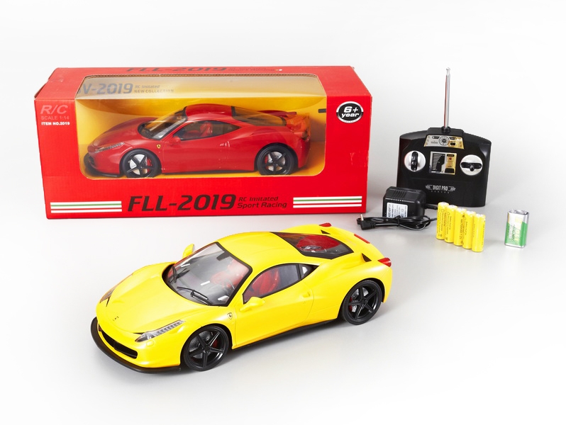 1:14 4 FUNCTION R/C CAR W/LIGHT,INCLUDED BATTERY  RED/YELLOW - HP1089784