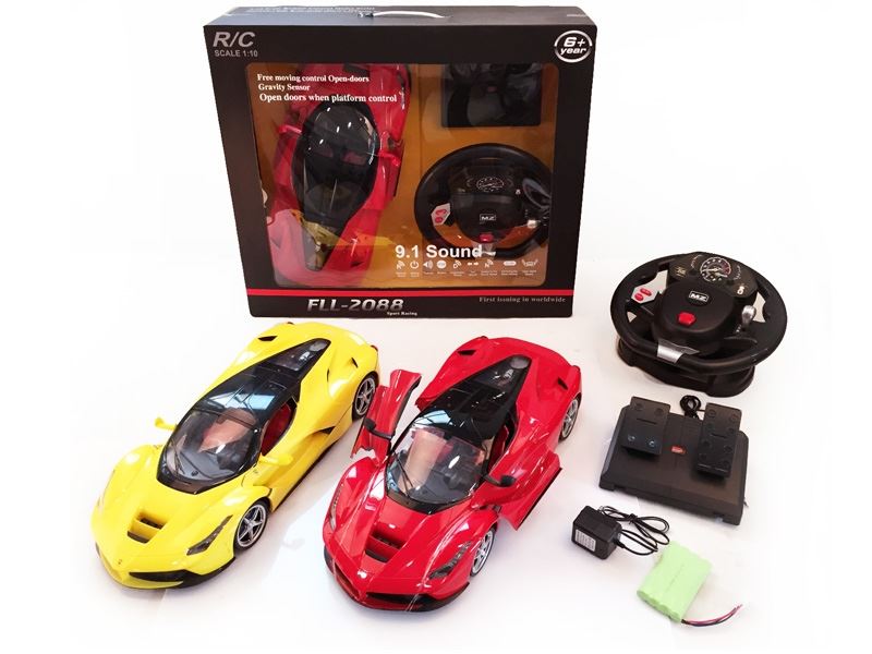 1:10 5 FUNCTION R/C CAR W/STEERING WHEEL & PEDALS & LIGHT,INCLUDED BATTERY  RED/YELLOW - HP1089831