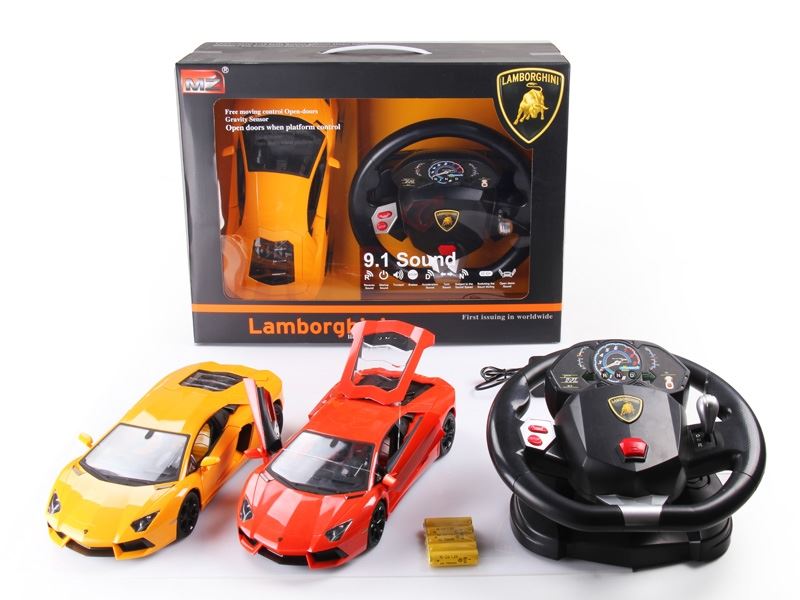 1:14 4 FUNCTION R/C CAR W/STEERING WHEEL & LIGHT,INCLUDED BATTERY  YELLOW/ORANGE - HP1089833