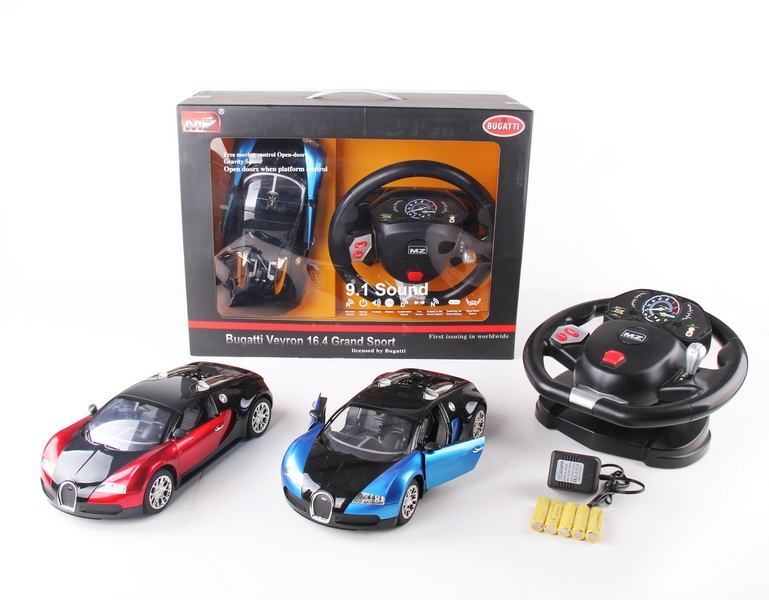 1:14 4 FUNCTION R/C CAR W/STEERING WHEEL & LIGHT,INCLUDED BATTERY  RED/BLUE - HP1089834