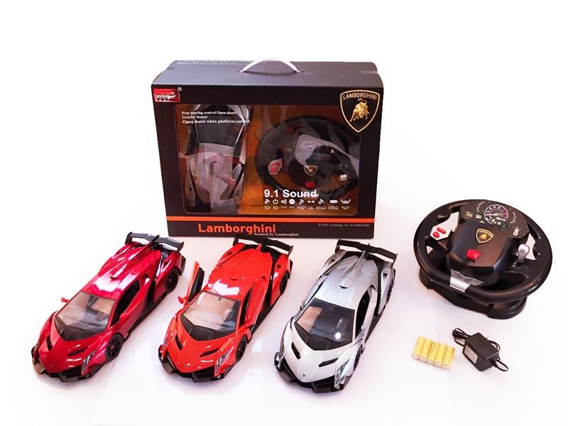 1:14 4 FUNCTION R/C CAR W/STEERING WHEEL & LIGHT,INCLUDED BATTERY  RED/ORANGE/SILVER GRAY - HP1089837