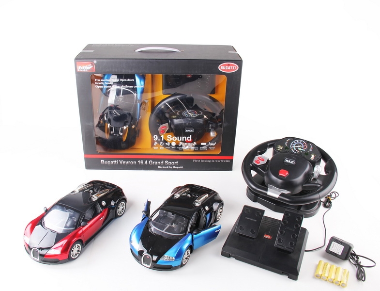 1:14 4 FUNCTION R/C CAR W/STEERING WHEEL & PEDALS & LIGHT,INCLUDED BATTERY  RED/BLUE - HP1089841