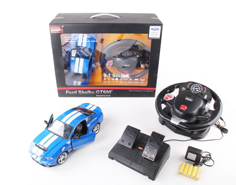 1:14 4 FUNCTION R/C CAR W/STEERING WHEEL & PEDALS & LIGHT,INCLUDED BATTERY  RED/YELLOW/BLUE - HP1089843