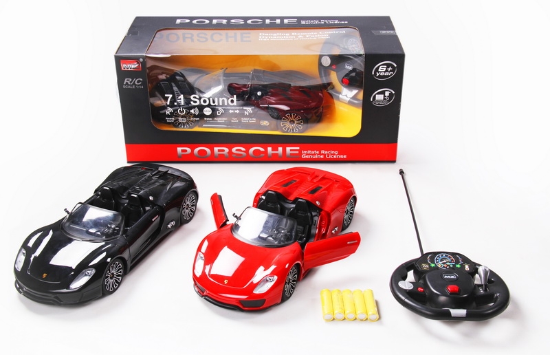 1:14 4 FUNCTION R/C CAR W/STEERING WHEEL & LIGHT,INCLUDED BATTERY  RED/SILVER GRAY/BLACK - HP1089857