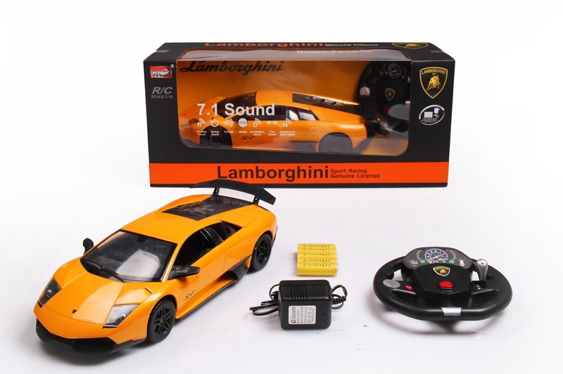 1:14 4 FUNCTION R/C CAR W/STEERING WHEEL & LIGHT,INCLUDED BATTERY  RED/ORANGE/GRAY - HP1089858