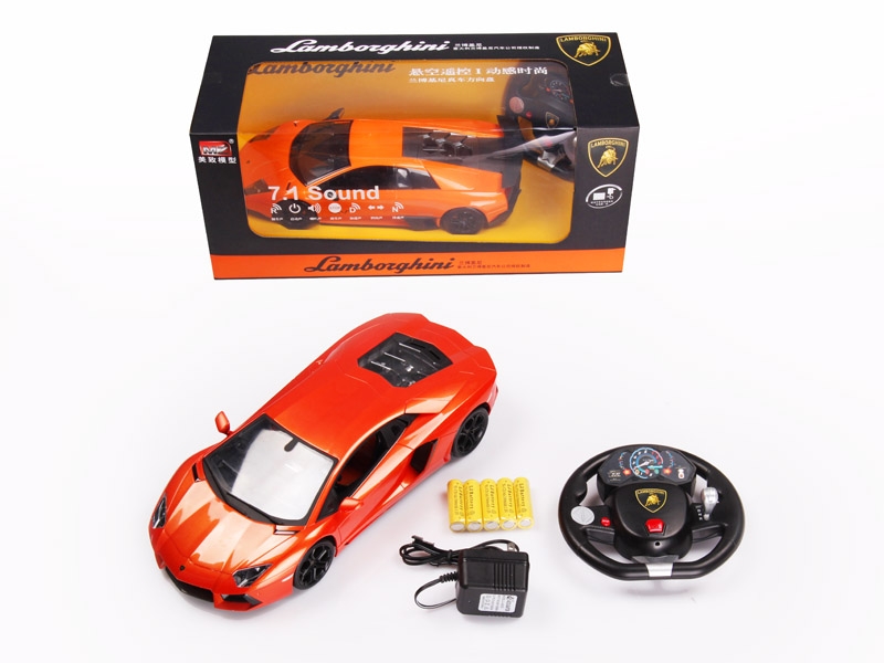 1:14 4 FUNCTION R/C CAR W/STEERING WHEEL & LIGHT,INCLUDED BATTERY  RED/ORANGE/BLACK - HP1089859