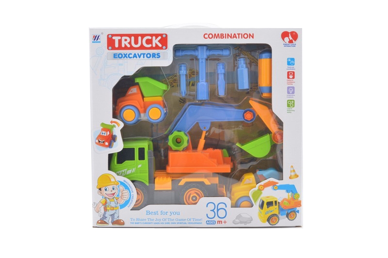 F/P DIY EOXCAVTORS TRUCK&2 SMALL(4 COLORS) - HP1090054