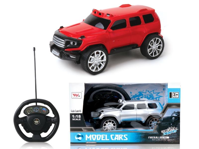 4 FUNCTION R/C CAR W/STEERING WHEEL RED/SILBER - HP1090133