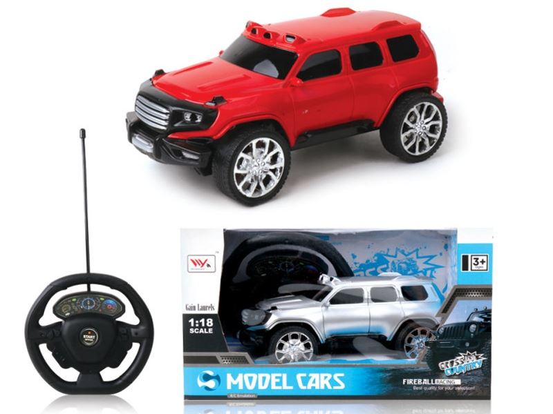 4 FUNCTION R/C CAR W/STEERING WHEEL & LIGHT,INCLUDED BATTERY RED/SILBER - HP1090135