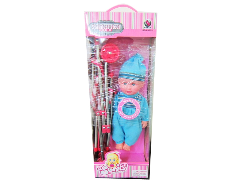 STAINLESS STEEL BABY STROLLER W/DOLL - HP1090401