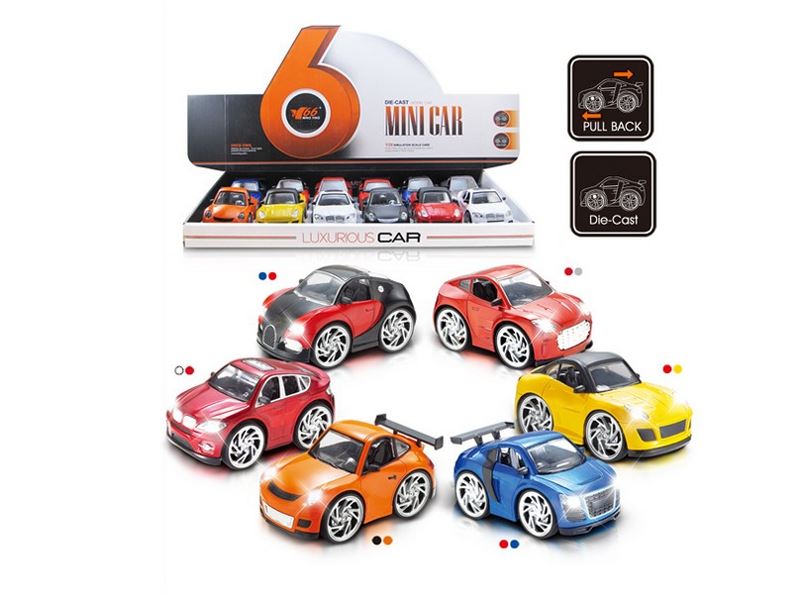 1:28 DIE CAST CAR W/LIGHT & MUSIC 6ASST 12PCS/DISPLAY BOX - HP1090458