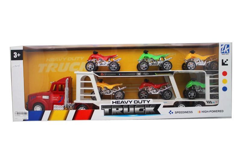 FRICTION TRUCK W/6PCS CAR BLUE/RED/BLACK - HP1090597