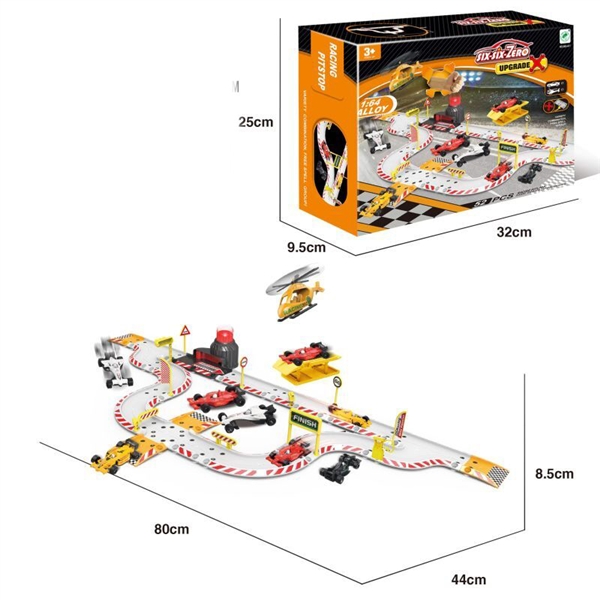 Tractors alloy fire service parking lot set (2 alloy 1 aircraft) - HP1090757