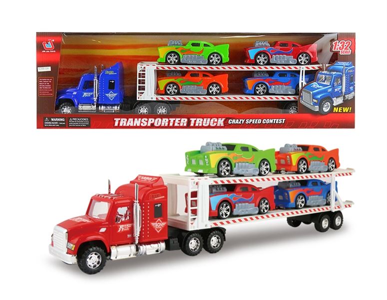 FRICTION TRUCK W/4 CARS,RED/BLUE/BLACK - HP1091841