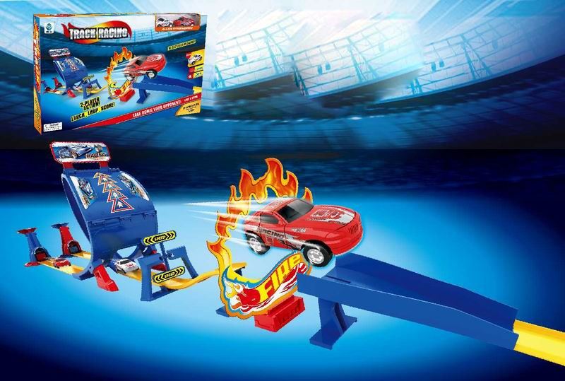LAUNCH TRACK SET W/2PCS DIE CAST CAR,RED/WHITE - HP1092418