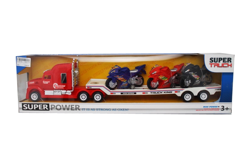 FRICTION TRUCK W/3 FREE WAY MOTORCYCLES RED/BLUE - HP1092764