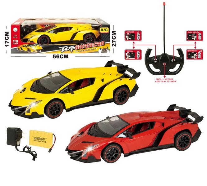 1:8 4 FUNCTION R/C CAR W/LIGHT,INCLUDED BATTERY RED/YELLOW - HP1093206