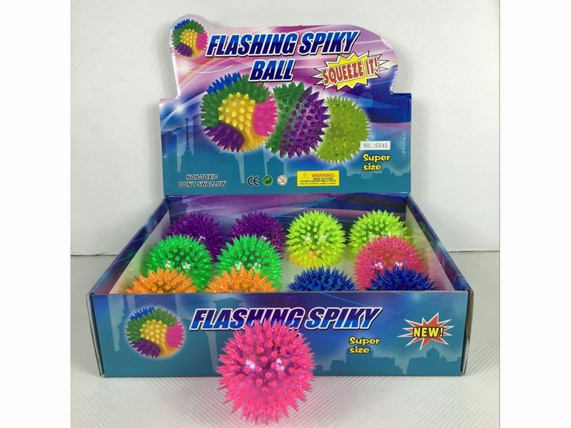 7.5CM FLASHING SPIKY BALL W/LIGHT & SOUND (12 PCS/DISPLAY BOX) - HP1093873