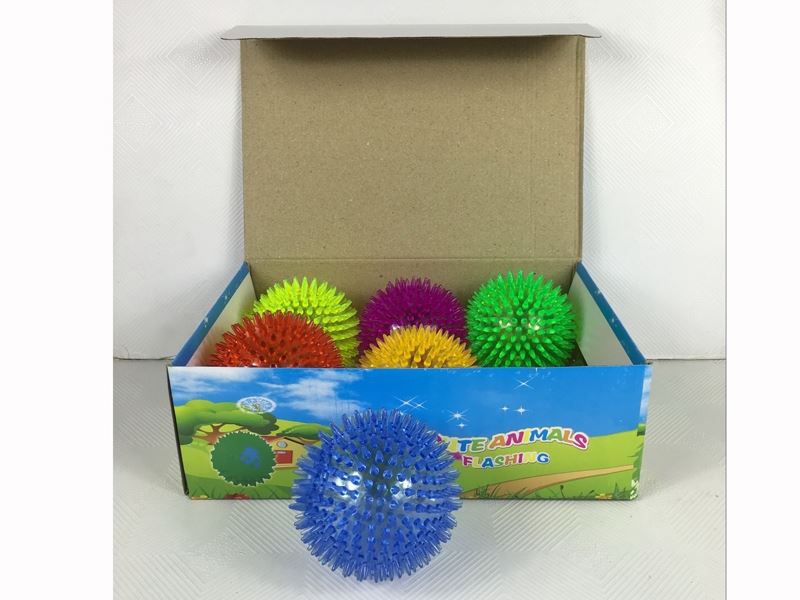 10CM FLASHING SPIKY BALL W/LIGHT & SOUND (6 PCS/DISPLAY BOX) - HP1093874