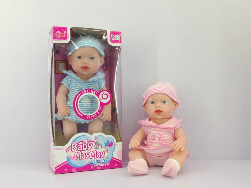 32CM  VINYL DOLL W/6 IC,PINK BLUE - HP1094523