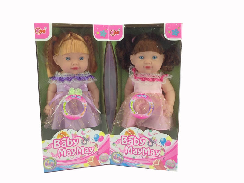 38CM  VINYL DOLL W/6 IC,PINK PURPLE - HP1094524