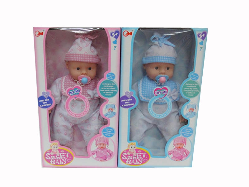 36CM COTTON BODY DOLL W/6 IC ,2  COLORS,RED/BLUE - HP1094528