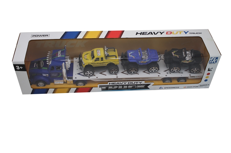 FRICTION TRUCK W/3 CARS RED/BLUE/BLACK - HP1095518